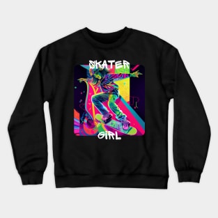 Skater Girl - cool girl skates on the street 2 Crewneck Sweatshirt